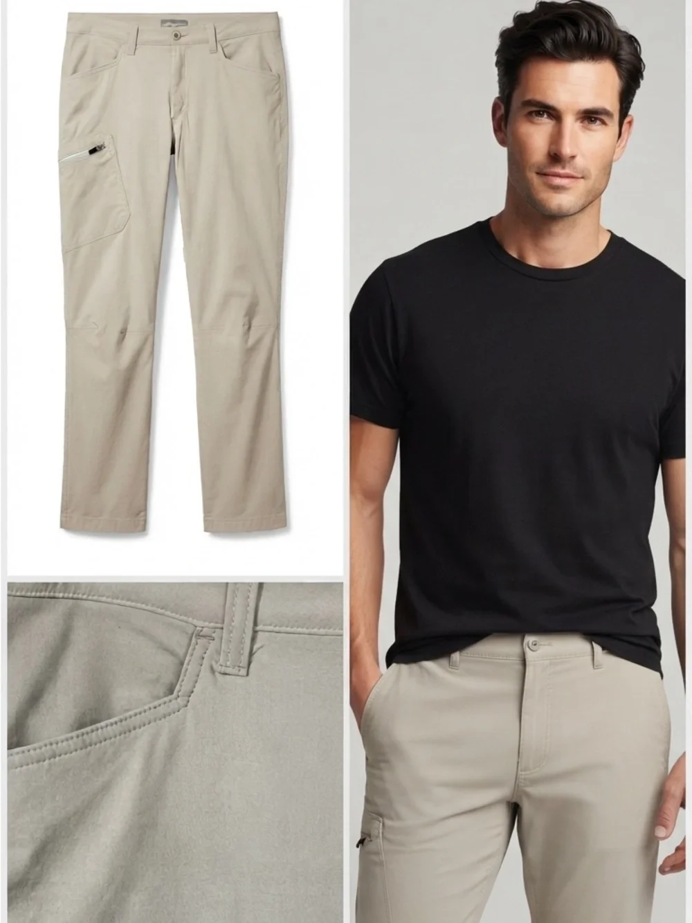 Eddie Bauer Rainier Tech Pants Mens 32x30 Tan Khaki Straight Leg Outdoor Hiking
